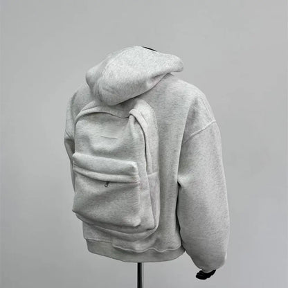 2025 Spring Autumn New Men'S Hoodie Solid Back Small Bag Design Sweatshirt Men Women Trendy Brand Jacket Hooded for Male Coats